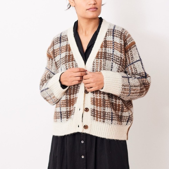 THE GREAT. Sweaters - The Great. the Estate Plaid Alpaca Cardigan Sweater